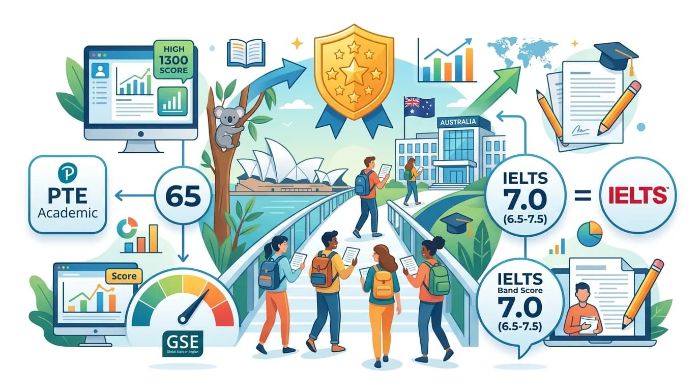 PTE 65 tương đương IELTS bao nhiêu và tại sao là ngưỡng vàng du học Úc?