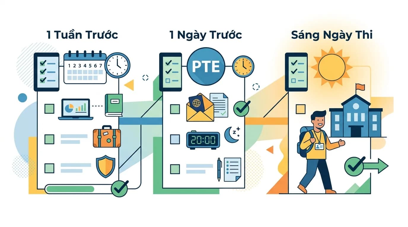 Checklist chuẩn bị thi PTE: Đừng bỏ sót bước nào từ 1 tuần đến sáng ngày thi