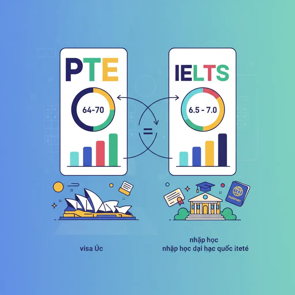 PTE bao nhiêu điểm tương đương IELTS 6.5? Bảng so sánh chi tiết 2025